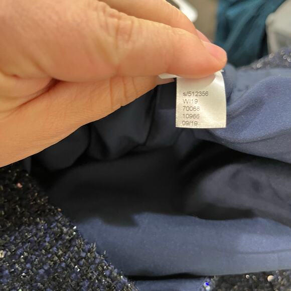 Loft Navy Blue Sparkle Tweed Mini Skirt Size 12 Classic Holiday Work Party - Picture 7 of 8